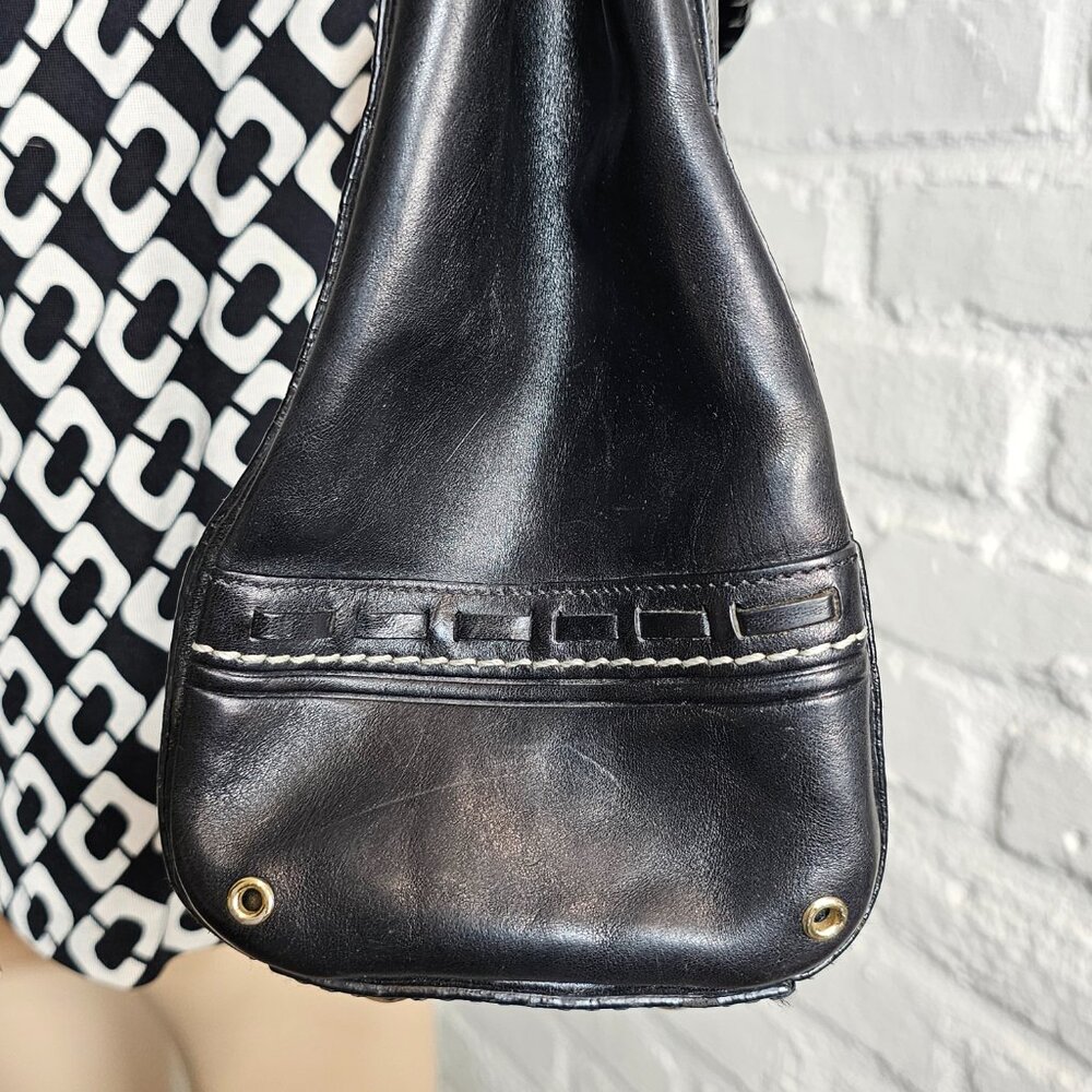Coach Hamptons Leather Shoulder Bag Black Braided Strap Tassel Vintage - Picture 11 of 16